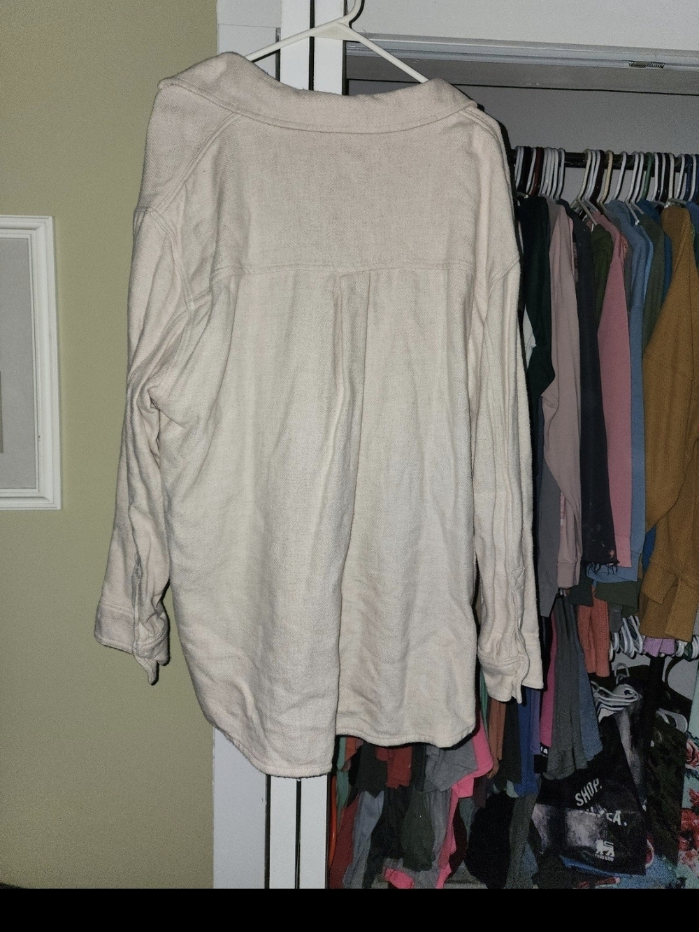 American Eagle Cream Button-Front Shacket - Picture 3 of 3
